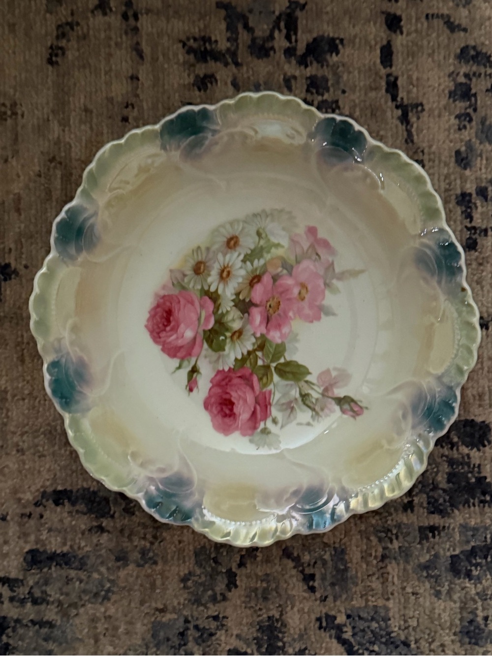 🌸 Vintage Bavaria Floral Scalloped Porcelain Bowl Serving Dish